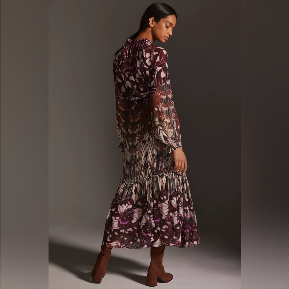 Anthropologie Long-Sleeve Wrap Midi Dress - Picture 3 of 4